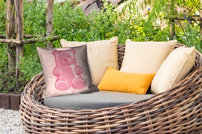 Tuinkussen - Beer - Roze - Snoep - 40x40 cm - Weerbestendig
