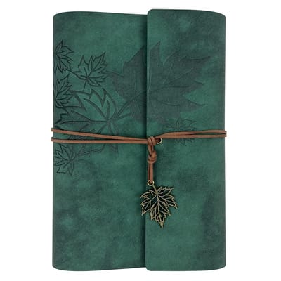 carmdering - Notitieboek - Leerachtig Dagboek - Schetsboek - 5 inch, spiraalbinding, kunstleer - Ongelinde pagina's, navulbaar - Geschikt voor reisjournaal, tekenen, notities - Compact, draagbaar - Cadeau voor meisjes en jongens - Groen
