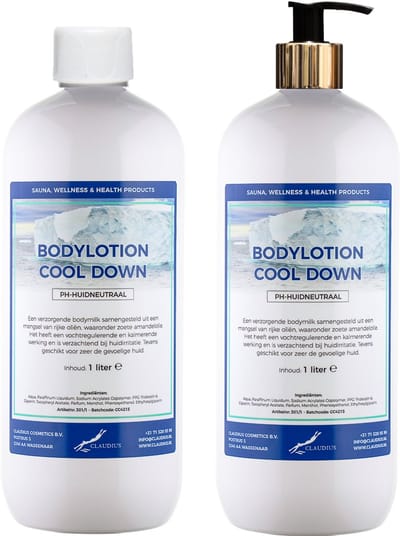 Bodylotion Cool Down 1 Liter - met gouden pomp - set van 2 stuks