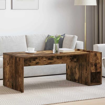 vidaXL - Salontafel - Rook - Eiken - 101,5 - x - 50 - x - 37 - cm - Bewerkt - hout