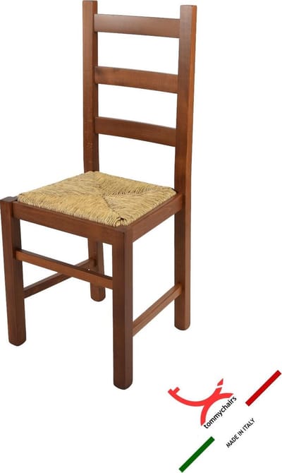 Tommychairs Rustica - Eetkamerstoel - 1 Stuk - Licht Walnoot - Rotan