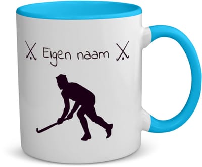 Akyol - hockey met eigen naam - koffiemok - theemok - blauw - Hockey - jongens en meisjes - cadeau - verjaardag - geschenk - gepersonaliseerd - 350 ML inhoud