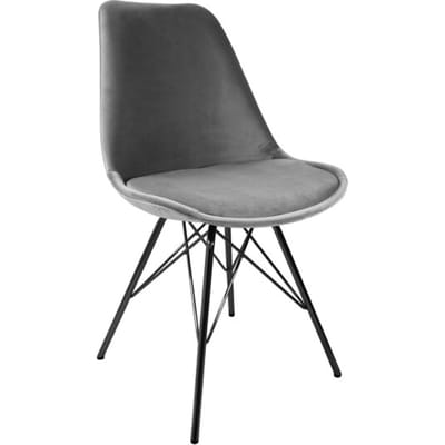 KICK® VELVET Kuipstoel Grijs – Eetkamerstoel – Velvet – Zwart Frame