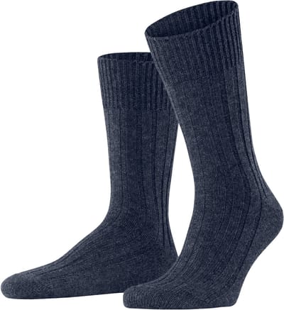 Esprit Hygge gedessineerd wol kasjmier sokken heren blauw - maat 39-42