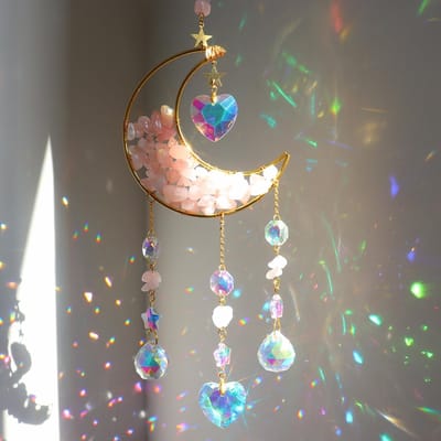 Dailygoods- Zonnevanger Kristal - Hangend Raamdecoratie - Maanhanger - Tuindecoratie - Regenboog - Paars Kleurverloop