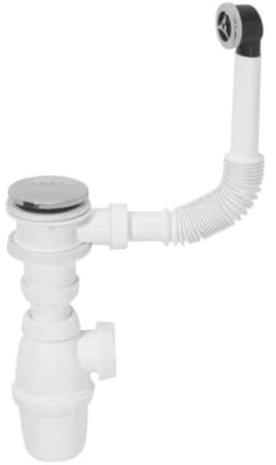 Complete Wastafel Drain Afvoergarnituur met Overloop en RVS Klep - Wit