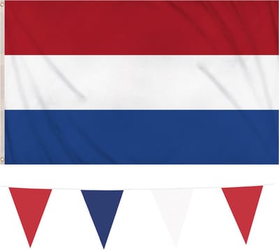 Henbrandt - Nederlandse vlaggen set - vlag 90 x 150 cm/vlaggenlijnen 10 meter