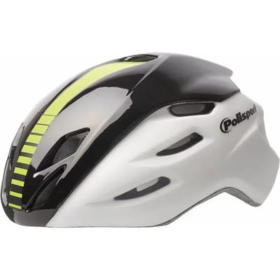 Polisport helm Aero Road mat wit/glans zwart/geel L 58-61cm