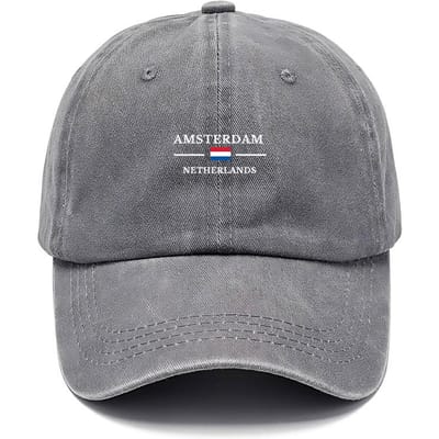 Amsterdam Gewassen Katoenen Baseballpet Vintage Verweerd Reissouvenir Verstelbare Snapback Hoed Unisex Nederland Toeristencadeau gray