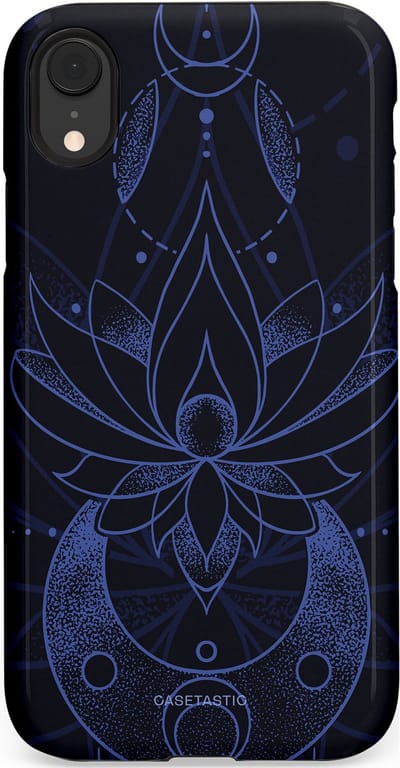Casetastic Hoesje Geschikt voor Apple iPhone Xr - Stijlvolle Beschermende Duo-layer Case - Lotus Nacht