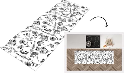 Keukenloper - Loper keuken - Bloemen - Kruiden - Vintage - Patronen - 150x50 cm - Keukenloper vinyl