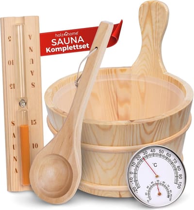 Complete Sauna Emmer Set met Thermometer en Hygrometer - Hittebestendige Sauna-accessoires voor de Perfecte Sauna-ervaring