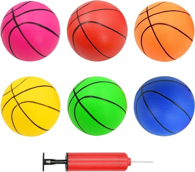 Set van 6 Mini Basketballen van Duurzaam PVC, 15 cm Diameter, Perfect voor Kinderen, Binnen- en Buitenactiviteiten, Zwembadfeesten en Sportplezier
