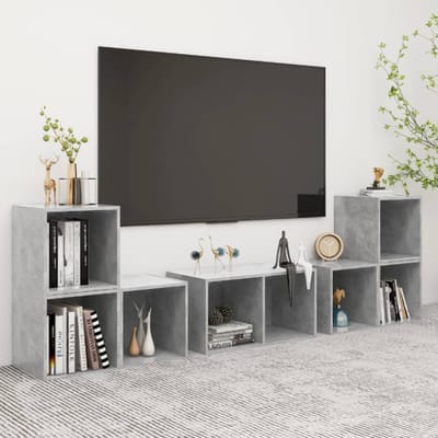vidaXL - 6-delige - Tv-meubelset - bewerkt - hout - betongrijs
