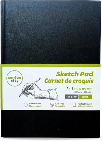 Schetsboek A4 - Tekenen Papier - Droge Media - Zuurvrij Papier - 210x297mm 100 Vel - Zwart
