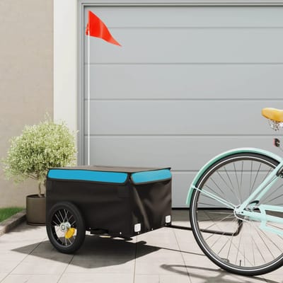 vidaXL - Fietstrailer - 30 - kg - ijzer - zwart - en - blauw