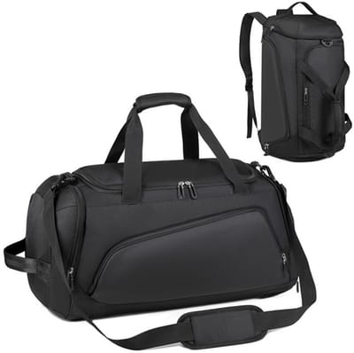 KZQ Fitnessbag rugzak zwart met schoenenvak droog-nat scheiding 54x26x26 cm voor training en reizen