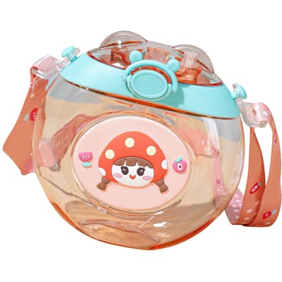 Bouteille d'eau en forme de beignet pour enfants Mignonne Dessin animé Plastique Portable Tasse à paille Adaptée aux enfants Vert