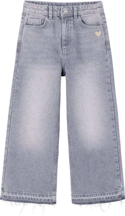 Vertbaudet Wijde meisjesjeans met rafels aan de onderkant