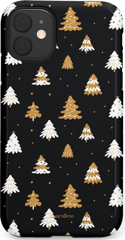 Casetastic hoesje geschikt voor Apple iPhone 11 - Dubbellaagse bescherming - Happy Chistmas Kerstbomen - Fashion Case - Zwart
