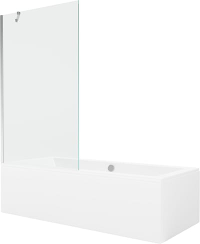 Mexen Cube rechthoekig bad 170 x 80 met ombouw en 1-delige scherm 100 , transparant, chroom - 550517080X9510000001