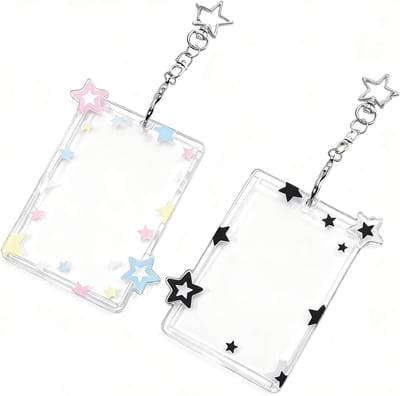 Fotokaarthouder Sleutelhanger - Badgehouder Kaarten - Idool Kaart Tonen - Afneembare Sleutelhanger - 10 x 7 cm - Transparant Kleurrijk