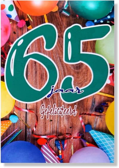 Hoera 65 Jaar! Luxe verjaardagskaart - 12x17cm - Gevouwen Wenskaart inclusief envelop - Leeftijdkaart