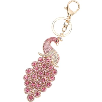 Porte-clés Paon Porte-clés Animal Mignon Sac à Main Sac à Dos Accessoires pour Femmes FillesRose rose