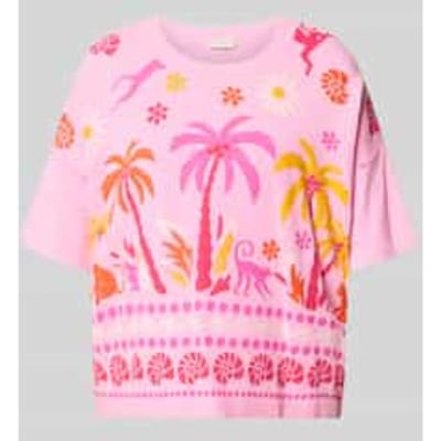Gebreid shirt van viscosemix in all-over look