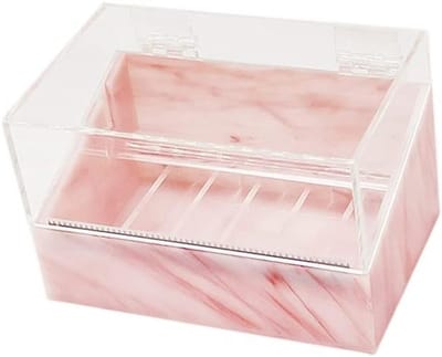 Eyelash Tape Cutter met Opbergdoos en Tape Dispenser voor Valse Wimpers - Roze Marmer Design, Handig en Efficiënt voor Wimpers en Make-up Accessoires