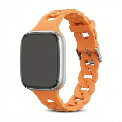 Oranje horlogebandje voor smartwatch dames en heren met ultra dun schakel design van silicone en vaste sluiting, Geschikt voor Apple Watch 38 mm / 40 mm / 41 mm / 42 mm (serie 10 / 11)