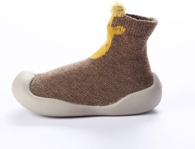 Anti-slip Babyschoentjes - Soksloffen - Eerste Loopschoentjes van Baby-Slofje - Bruin Giraffe maat 22/23