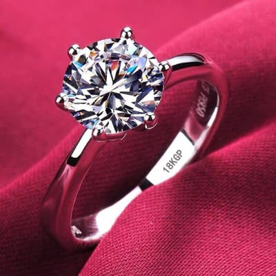 Witgouden ringen voor vrouwen 2.0ct ronde geslepen zirkonia diamant solitaire ring trouwring verlovingsring bruidssieraden 10