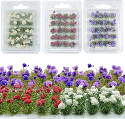 Bloemen en Gras Bundel voor Modelbouw, Terrain Constructie, Diorama Accessoires, Miniaturen en Landschapsdecoratie in 3 Kleuren