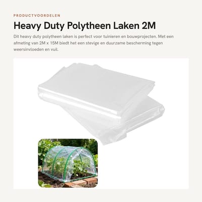 Dailygoods- Polyethyleen Laken 2M x 15M - Heavy Duty - Plasticfolie Snijder - Tuin Cover - Waterdicht - Scheurbestendig - Bescherming tegen elementen - Plastic Folie