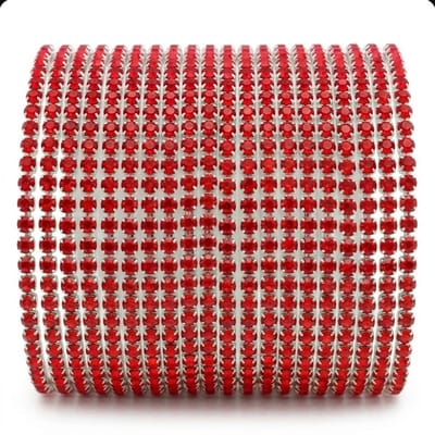 12 delige Rood zilverkleurig armbanden set voor dames – elastische kralen armband – stapelbare armbanden met glinsterende details – sierlijke pols accessoires
