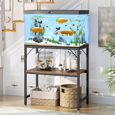 Aquariumstandaard - Reptielenstandaard - Huisdieren Huisvesten - Sterk Metalen Frame - 61 x 30 x 62 cm - Bruin Zwart