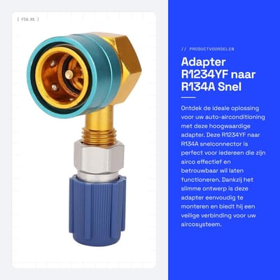 Dailygoods - Adapter - R1234YF naar R134A - Snel te monteren - Aluminium - Auto-airconditioning - Hoogwaardige kwaliteit - Geschikt voor auto