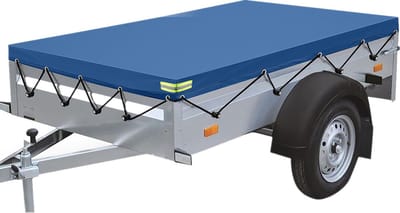 ELUTO Aanhanger afdekzeil met elastisch koord - 208x114x13 cm - met reflecterende strepen - Blauw