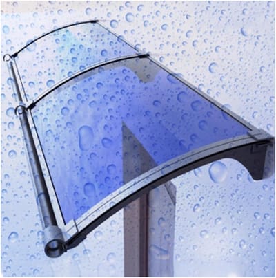 Gebogen Deurluifel - Regenbescherming Entree - Buitenafdekking - Slagvast Polycarbonaat - 90 x 150 cm - Blauw