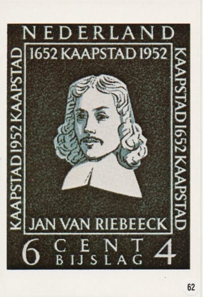 Briefkaart met afbeelding Jan van Riebeeck postzegel