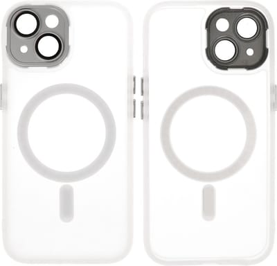 MagSafe Hoesje Geschikt voor iPhone 14 - Mat-Transparent met Camera Beschermer Case - Wit