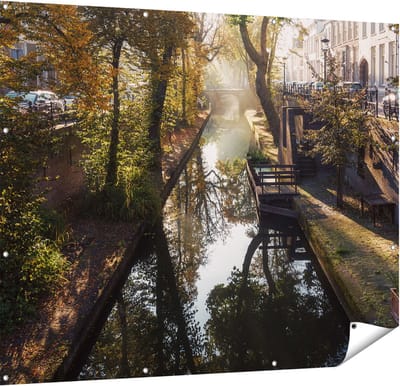 Gards Tuinposter Nieuwe Gracht in Utrecht - 150x120 cm - Tuindoek - Tuindecoratie - Wanddecoratie buiten - Tuinschilderij