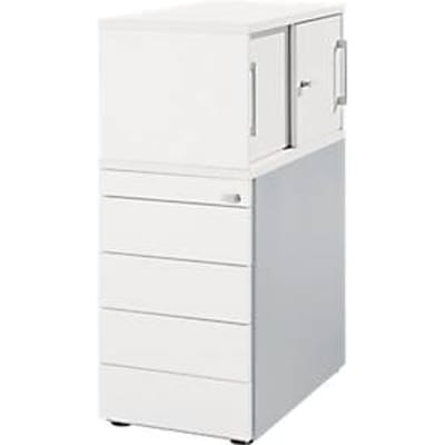 Schäfer Shop  Genius Zijcontainer met kast incl. schuifdeur, container & schuifdeur afsluitbaar, met handgreepgroef, wit