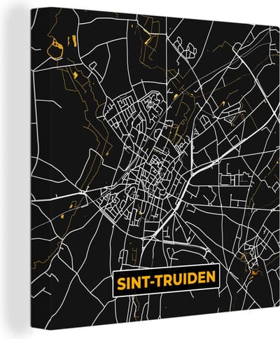 Canvas Schilderij Sint-Truiden - Stadskaart - Plattegrond - Kaart - Gold - 20x20 cm - Wanddecoratie