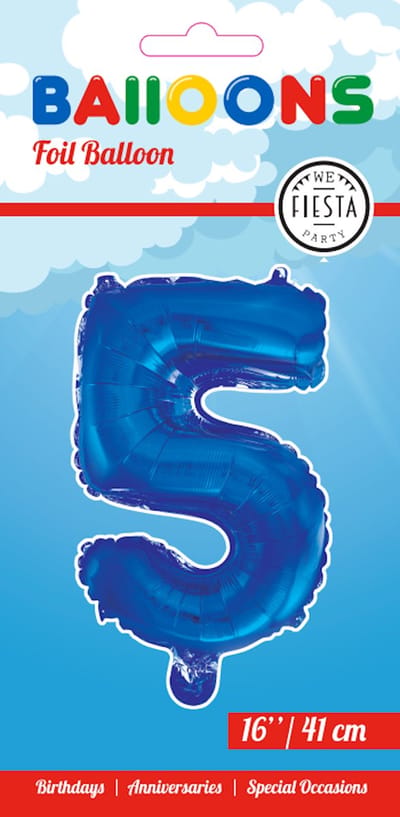 Folieballon 16" nmr. 5 - Blauw