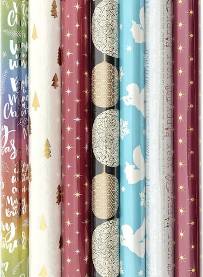 Assortiment Kerstpapier cadeaupapier inpakpapier voor Kerstmis HO598 - 3 meter x 70 cm - 7 rollen