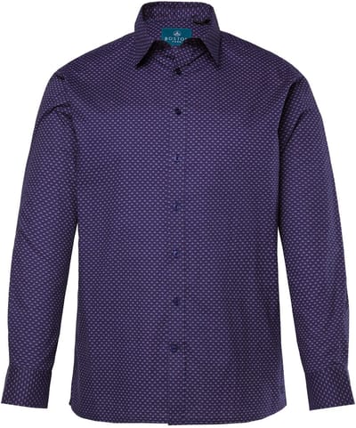 Boston Park - Heren - Overhemd lange mouw minimalistisch motief kentkraag - Donker violet - Maat 3XL