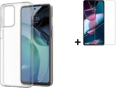MoDo hoesje geschikt voor Motorola Moto G13/ G23 - Siliconen/TPU/Kunststof Back Cover - Transparant met screenprotector
