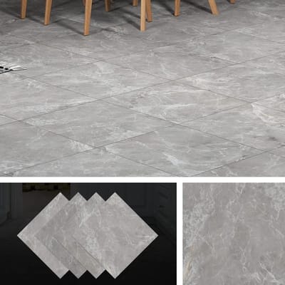 Vloertegels PVC - Zelfklevende Tegels - Snelle Make-over - Waterdicht Anti-slip - 30x30cm 4 Stuks - Betongrijs